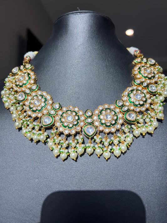 Golden and green kundan