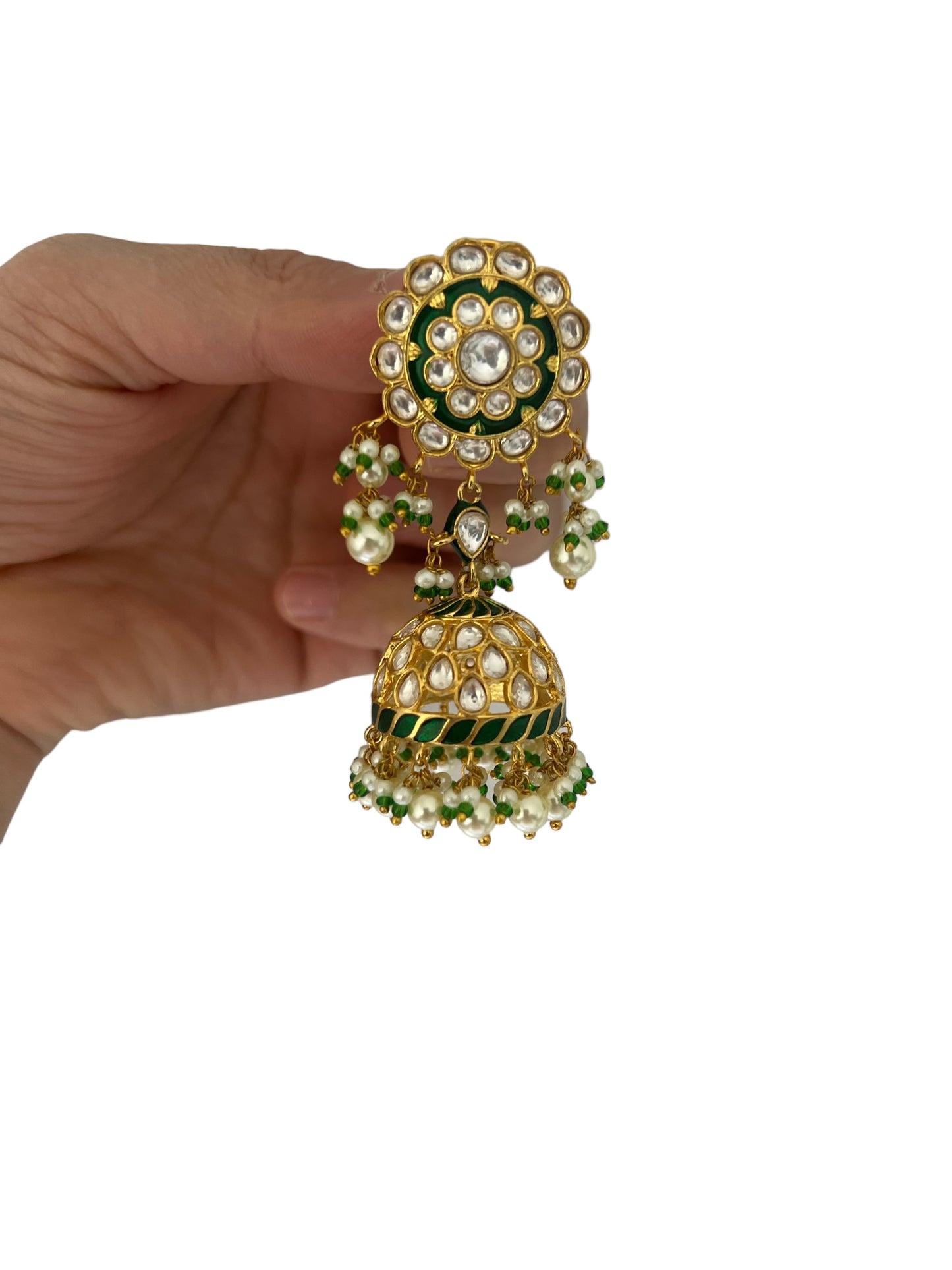 Golden and green kundan