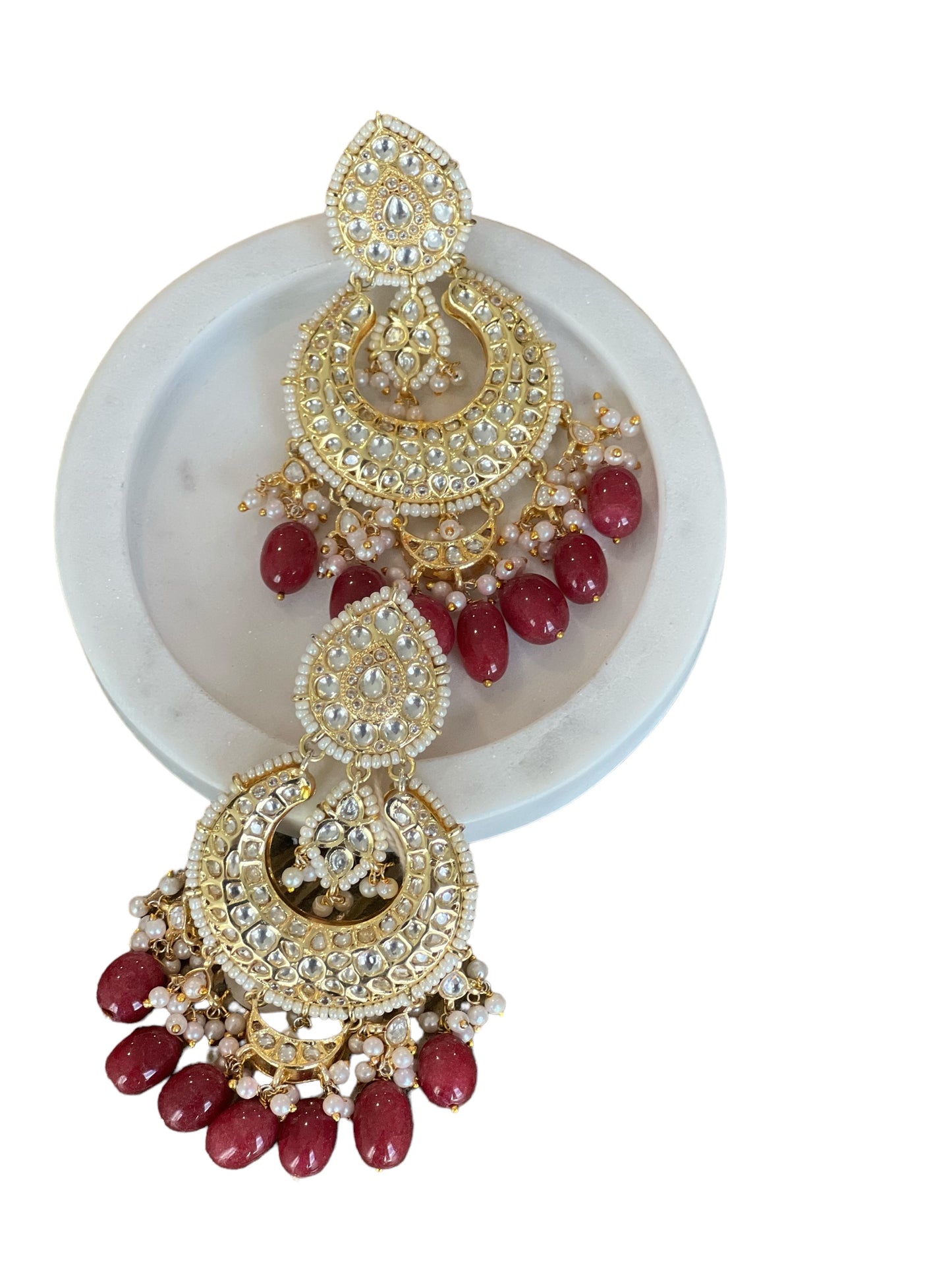 Hot pink kundan Earrings