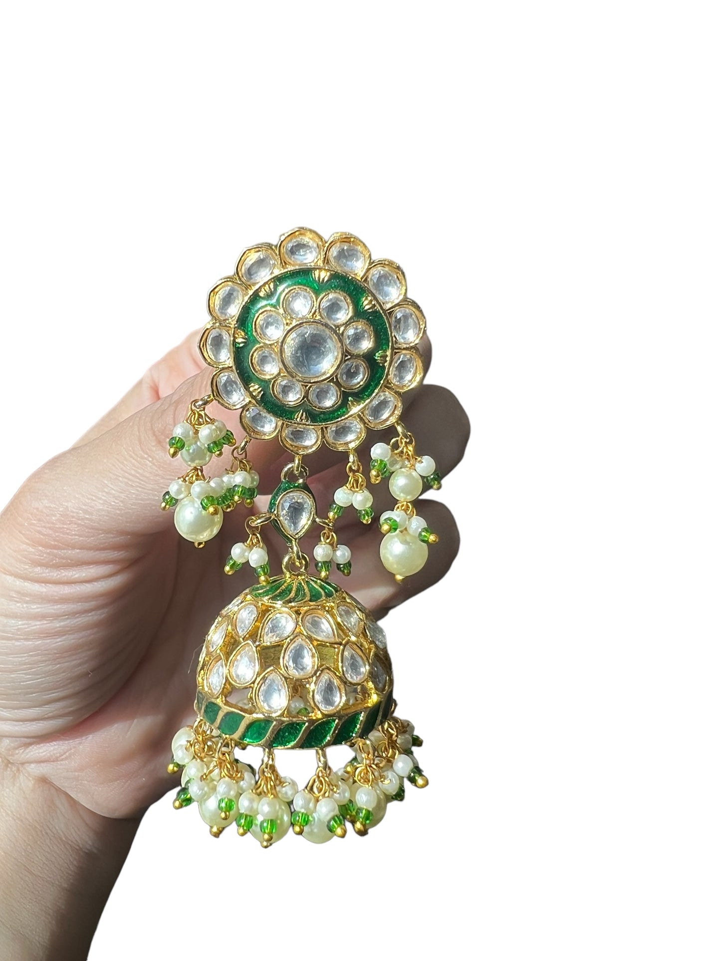 Golden and green kundan