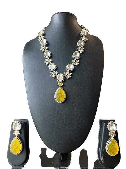 Yellow Uncut kundan