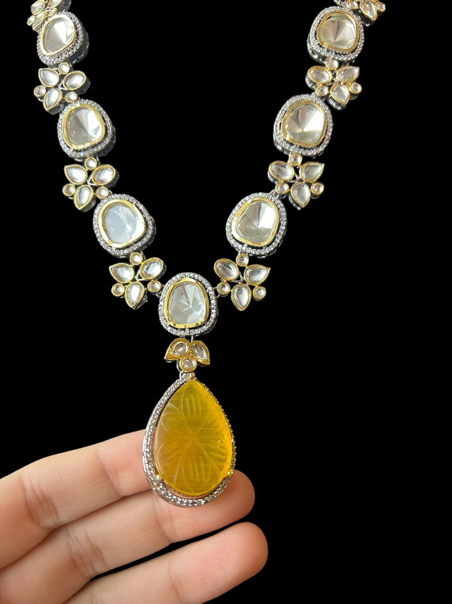 Yellow Uncut kundan