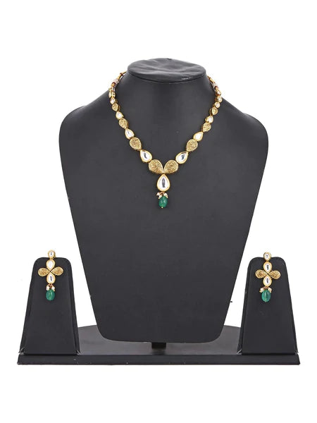 Antique Kundan Single Line Set Green