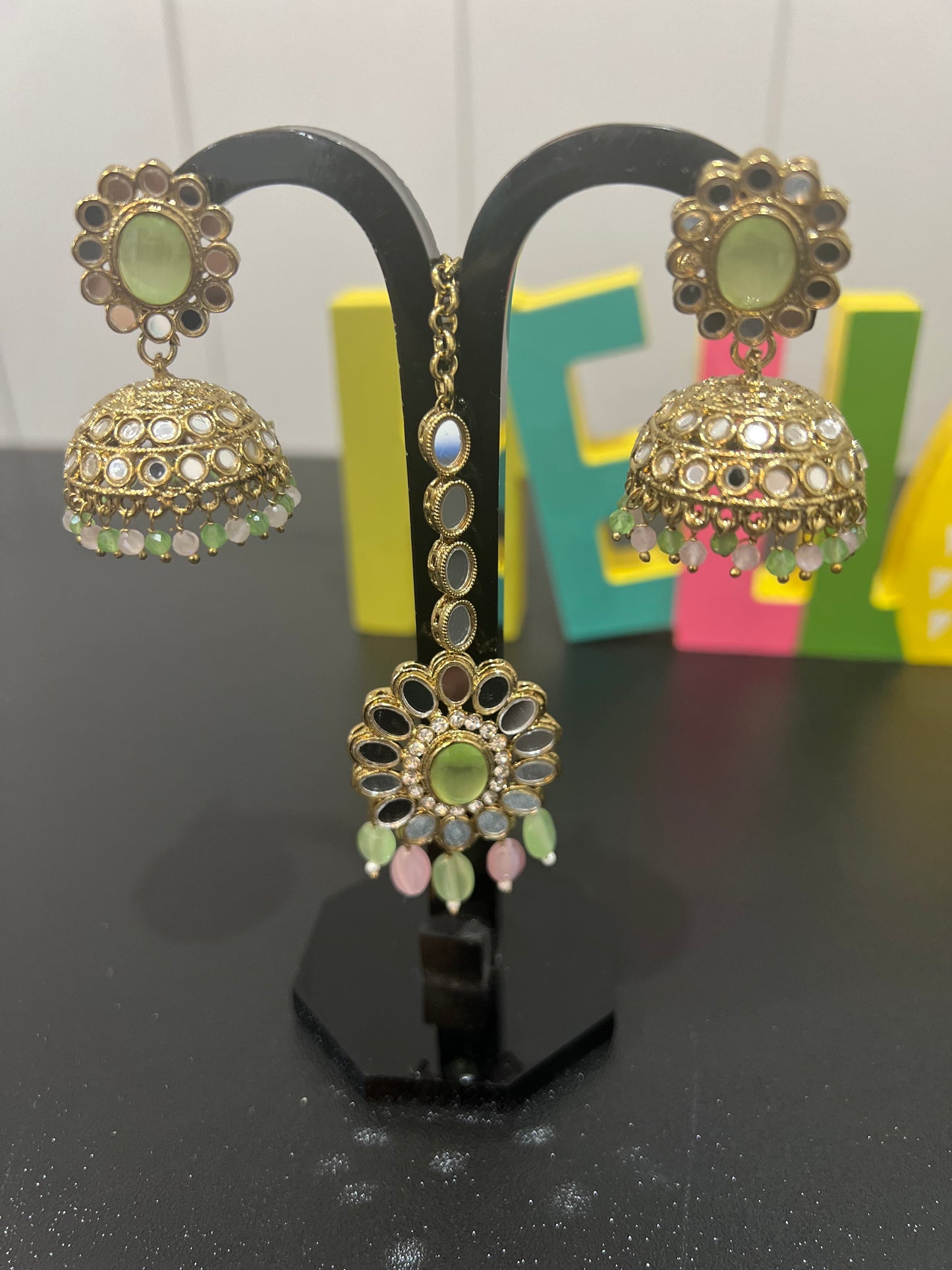 Mirror kundan Pastel